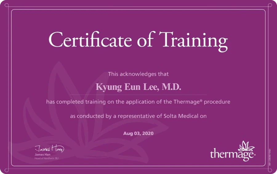 Thermage Certificate of Training